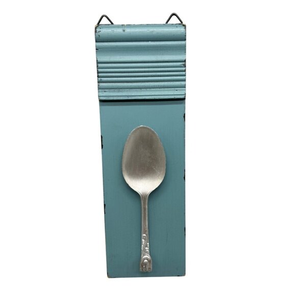 Decorative Wooden Wall Art with Spoon Hanging Hook Blue READ - Picture 1 of 6